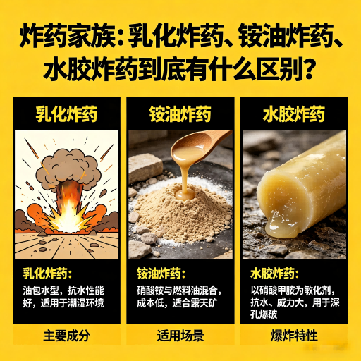 台山炸药家族：乳化炸药、铵油炸药、水胶炸药到底有什么区别？